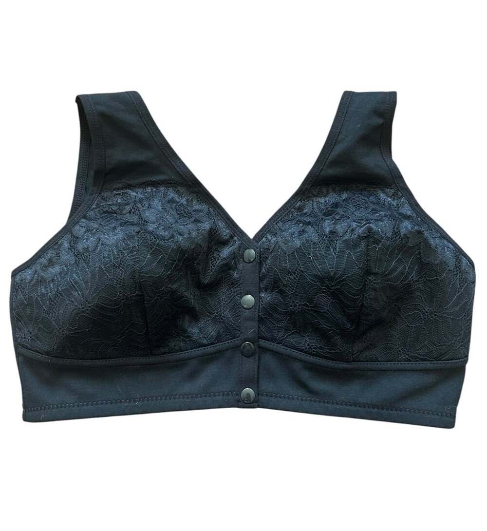 Ahvena Front Closure Lace Bra Size L Black Cotton Spandex